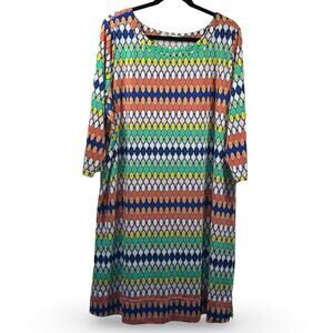 Avon‎ Signature Collection Ellen Tunic Dress Size 2X Plus Colorful Geometric